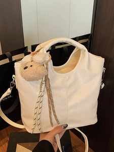 Sac fourre-tout blanc motif crocodile avec ours en peluche et nœud, sac à main élégant