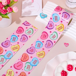 Nastro adesivo decorativo a cuore rosa con frasi romantiche per pacchi regalo
