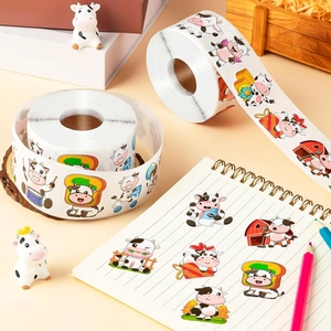 Détail d'autocollants en rouleau de vaches mignonnes avec motifs de lait pour scrapbooking