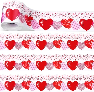 Detail of scalloped heart-patterned classroom bulletin board border for Valentine decor