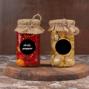 Waterproof removable PVC blackboard stickers on glass jars with handcrafted style