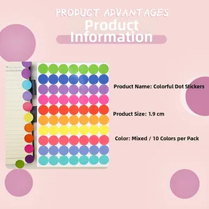 Detail of 1.9cm colorful dot stickers showing 10 mixed colors for DIY labeling and sealing
