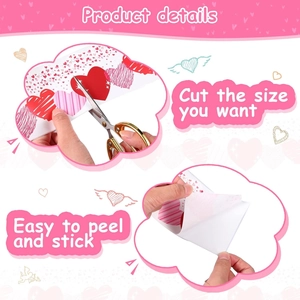 Self-adhesive Valentine's Day heart border sticker roll for classroom bulletin board decor