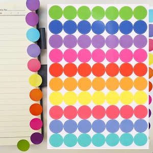 Colorful round dot stickers for DIY indexing and sealing on notebooks 10 sheets pack