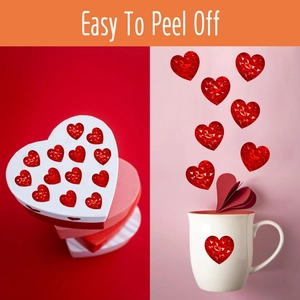 500pcs laser red heart stickers with 3D gem texture for gift packaging and DIY crafts