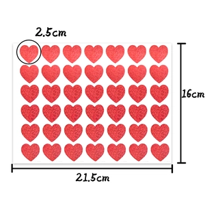 Self-adhesive red heart laser stickers 21.5x16cm sheet with 2.5cm diameter labels