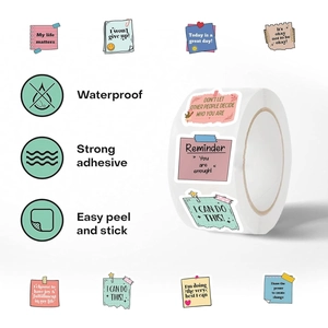 Roll of waterproof inspirational quote stickers for office decor and gift sealing