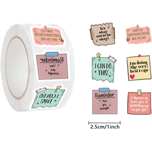 Roll of 1-inch inspirational reward stickers with motivational quotes for kids