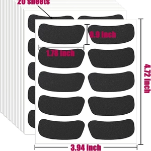 Set of 20 sheets waterproof matte black eye black strips with precise dimension labels