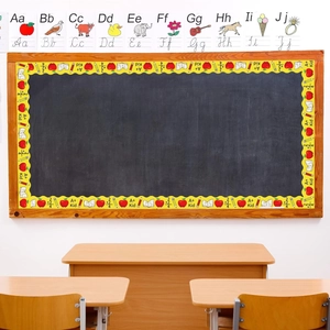 Classroom blackboard border stickers with apple and pencil patterns for school decoration