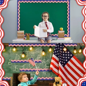 Classroom bulletin board borders with patriotic star and stripe pattern for school decor