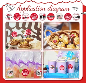 Application view showing Class of 2025 graduation stickers on party favors and gift bags