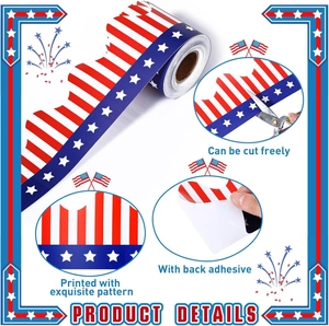Detail of USA flag style bulletin board border with self-adhesive backing and star patterns