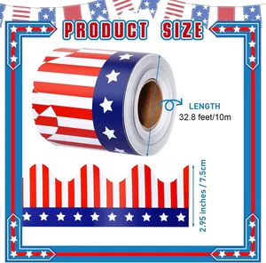 Detailed size chart for 10m American flag patriotic wavy bulletin board border sticker