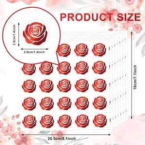 Adesivi decorativi con rose rosse per sigillare regali e decorare articoli di cancelleria