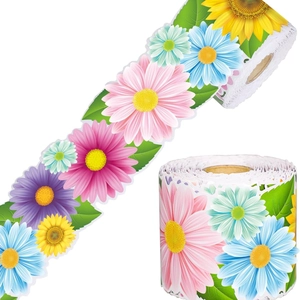 Floral bulletin board border roll with colorful daisy and sunflower patterns for classroom decor