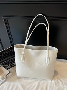 Sac Tote Grande Capacité Motif Crocodile en Cuir PU pour Femmes Sac à Épaule Minimaliste Gaufré pour Trajet École Usage Quotidien