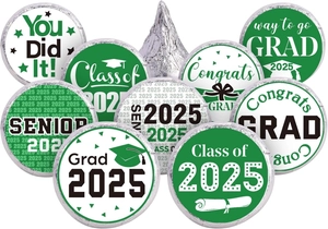 Class of 2025 graduation stickers for party favors and chocolate seal decorations