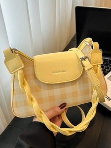 Sac Bandoulière à Damiers pour Femmes en Cuir PU Gingham Petit Sac Carré avec Bandoulière Tissée Minimaliste Quotidien