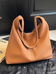 Sac Fourre-Tout Vintage Grande Capacité Pour Femme Été Mode Cuir PU Souple Texture Litchi Sac À Épaule Navettage Sac À Main