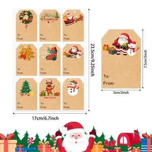 Christmas Kraft gift labels with Santa and Reindeer motifs in 5x7.5cm size sheets