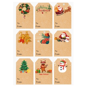 Christmas Kraft gift labels with Santa and Reindeer patterns featuring To and From fields