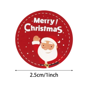 500-count roll of 1-inch Merry Christmas Santa stickers for holiday gift box sealing