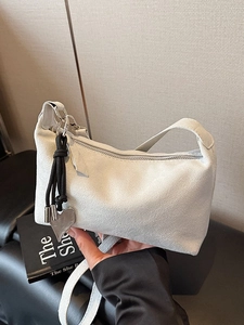 Women Fashion PU Leather Underarm Bag Minimalist Solid Color Crossbody Bag With Heart Pendant Trendy Daily Commuter Bag