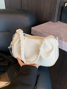 Fashion Ruched PU Underarm Bag For Women Woven Handle Star Charm Cloud Bag Simple Crossbody Bag Versatile Shoulder Bag