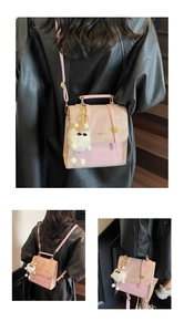 Pink multi-way leather backpack for women shown in single, double strap and hand-carry modes