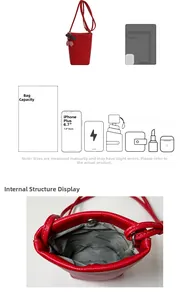 Internal view of the red tote showing the storage capacity and textured finish