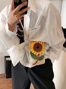 Joli sac bandoulière au crochet avec motif tournesol fait main pour filles