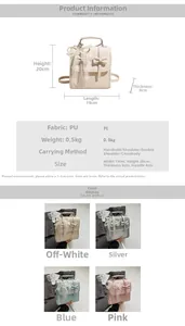 Dimensioni e specifiche dettagliate per il mini zaino in pelle PU con fiocco dolce