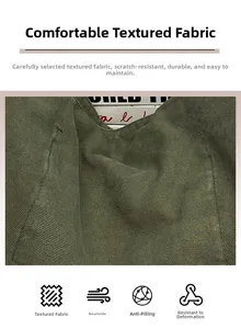 Close-up of military green canvas fabric showing breathable and anti-pilling texture