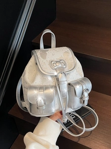 Elegant PU Leather Embroidered Mini Backpack For Women Butterfly Bow Design Shoulder Bag Fashion Casual Travel Daypack