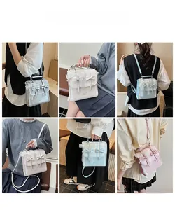 Collage de sacs à main à nœuds en plusieurs couleurs portés par un mannequin chic