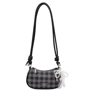 Chique zwarte en grijze ruitjes schoudertas voor dames Koreaanse stijl hobo tas crossbody