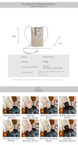 Detailed size specifications and embroidery features of the Chinese style crossbody phone bag