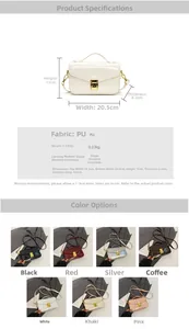 Detail view of glossy PU leather crossbody bag showing chain handle and metal lock buckle