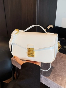 Women Patent Leather Crossbody Bag Gold Hardware Small Square Flap Handbag Versatile Shoulder Bag For Daily Fashion
