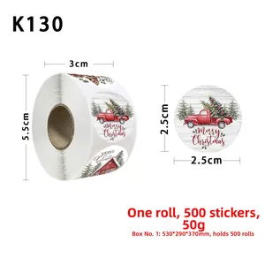 Détail du rouleau d'autocollants de Noël de 2,5 cm avec motifs de camion et sapin