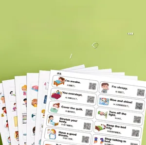 Détail des autocollants d'expression orale anglaise avec illustrations en forme d'éventail