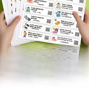 Détail des autocollants d'apprentissage d'anglais avec texte bilingue et code QR