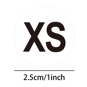 Self-adhesive XS clothing size labels, 1 inch round stickers for apparel organization