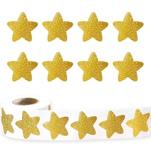 Golden Glitter Star Stickers For Rewarding Students And Decorating Gifts Laser Self Adhesive Stickers For Office School Stationery