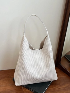 Large Capacity PU Woven Hobo Bag For Women Urban Minimalist Tote And Pouch Set Checkered Pattern Single Shoulder Handbag