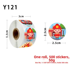 Rouleau de 500 autocollants de pompier pour enfants décoration de cadeau et artisanat DIY