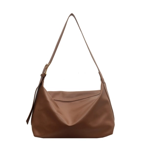 Brown vintage matte leather hobo bag with adjustable strap and front zipper closure