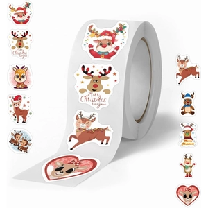 Cartoon Reindeer Dinosaur Monkey Duck Stickers Roll Decorative Adhesive Labels For Gift Wrapping Scrapbooking DIY Crafts