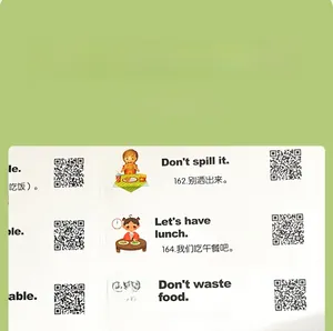 Autocollants éducatifs d'anglais pour enfants avec dessins animés et codes QR